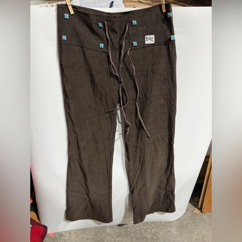 #3192-Wide Leg Drawstring Pants in Dark Brown
